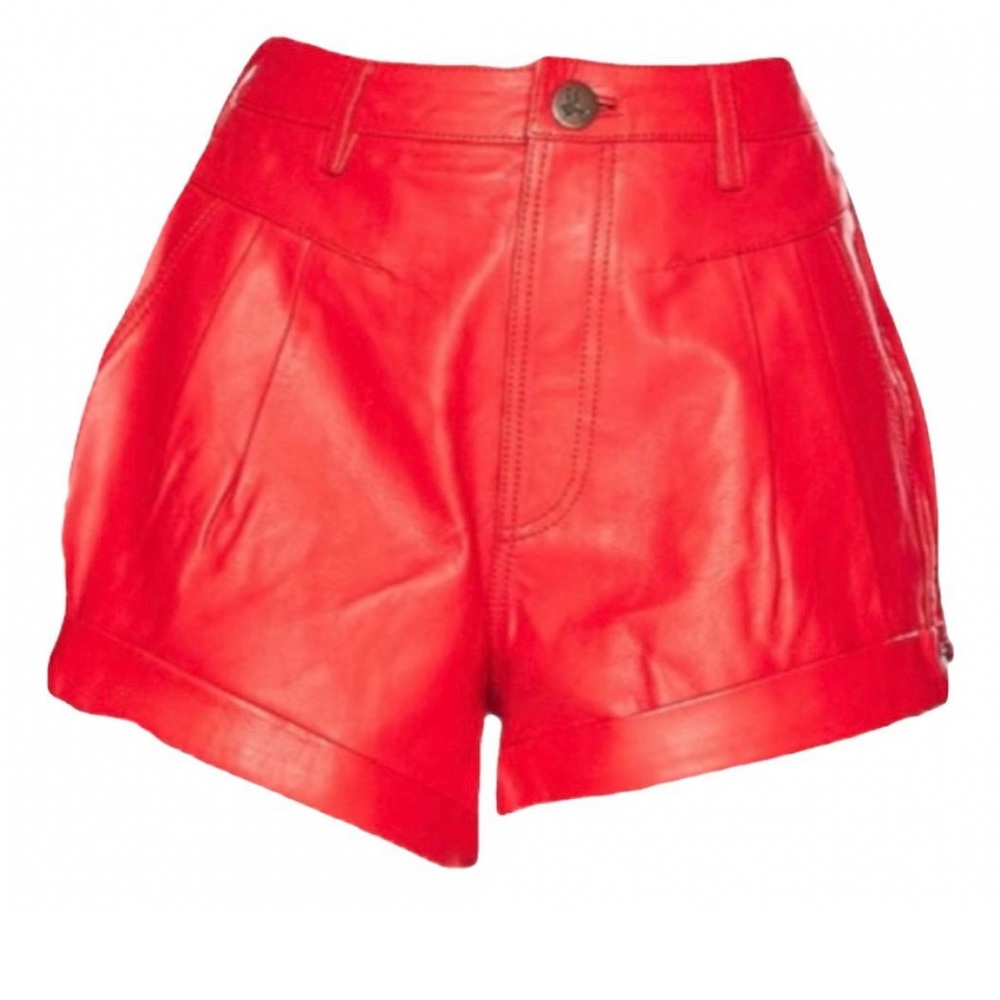 One Teaspoon NWT Red Leather Shorts Sz XS